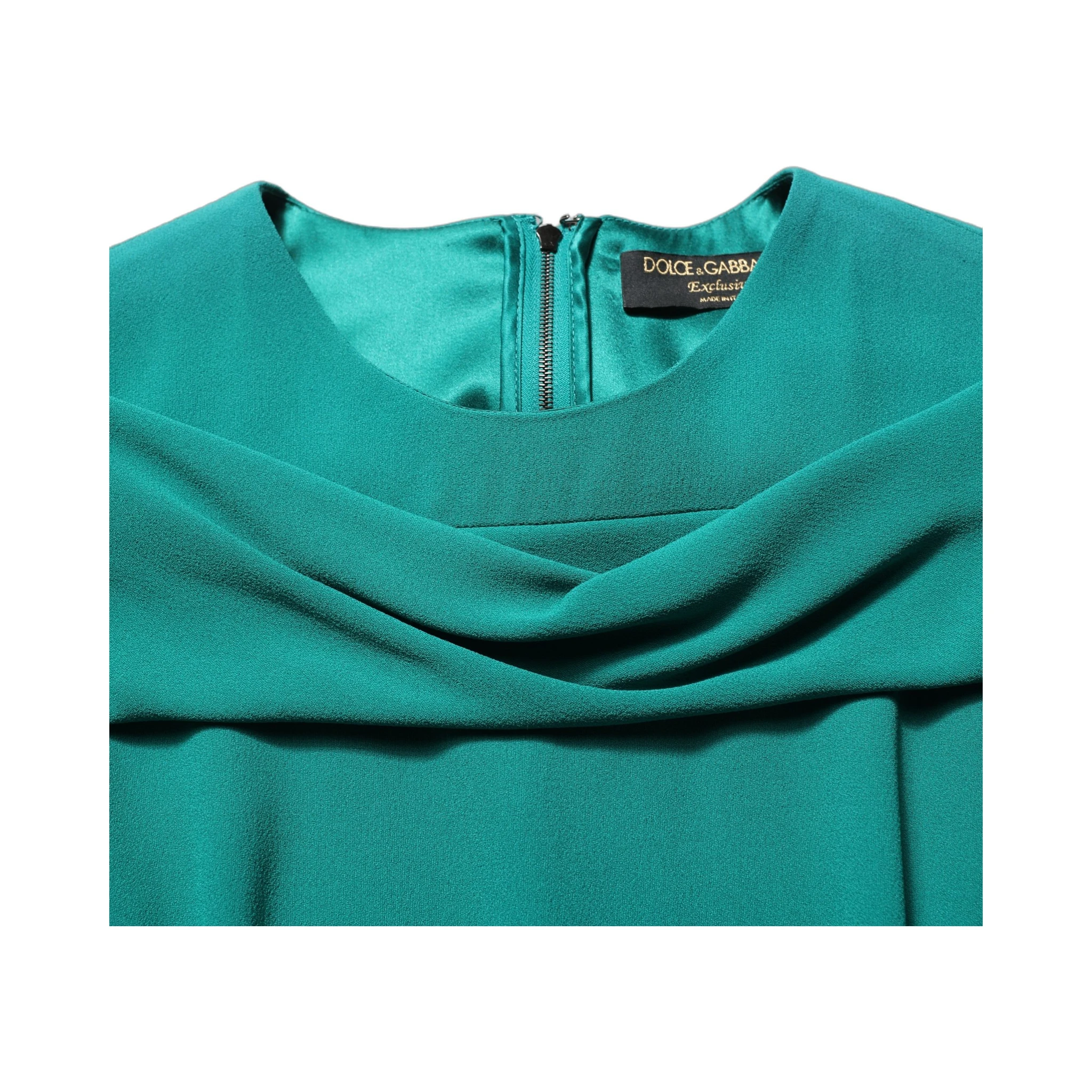 Green Round Neck Long Sleeves Gown Dress