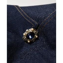 Blue Single-Breasted Denim Blazer Jacket