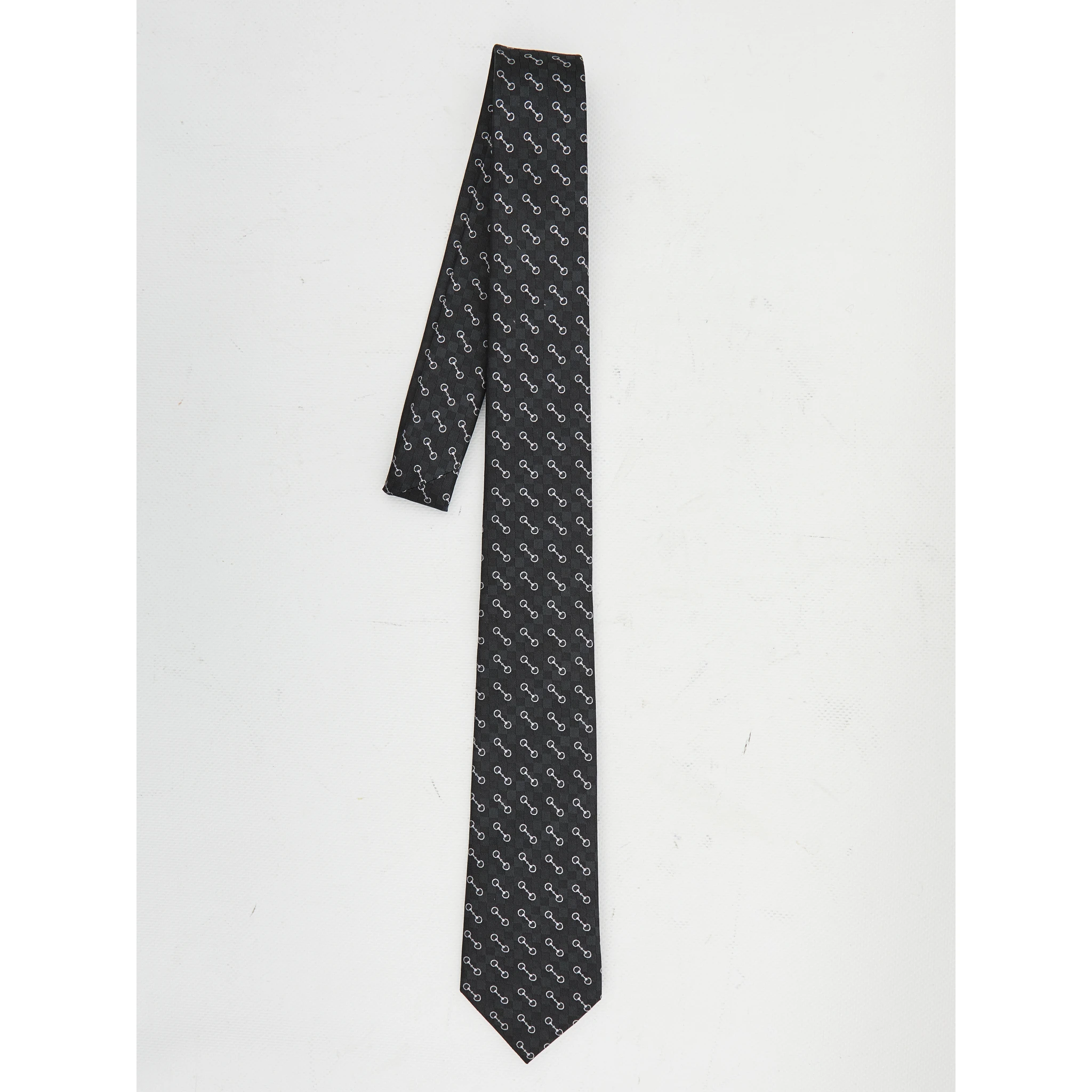 Silk jacquard tie with Horsebit