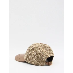 Baseball cap with leather visor