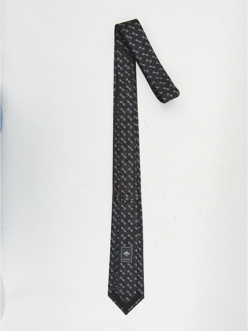 Silk jacquard tie with Horsebit