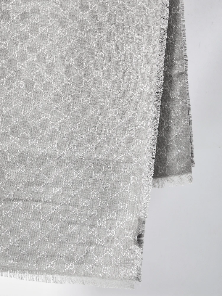 Shawl with printed GG lamé alternative