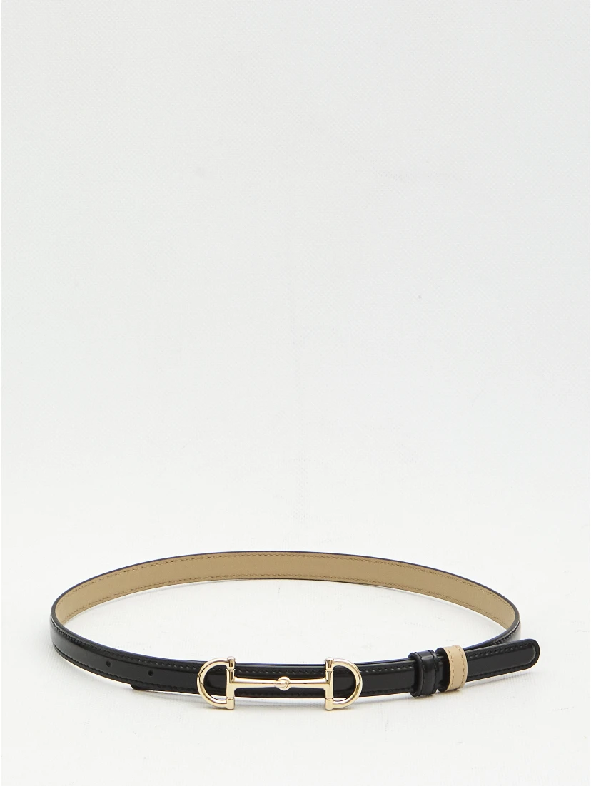 Reversible skinny belt with Horsebit