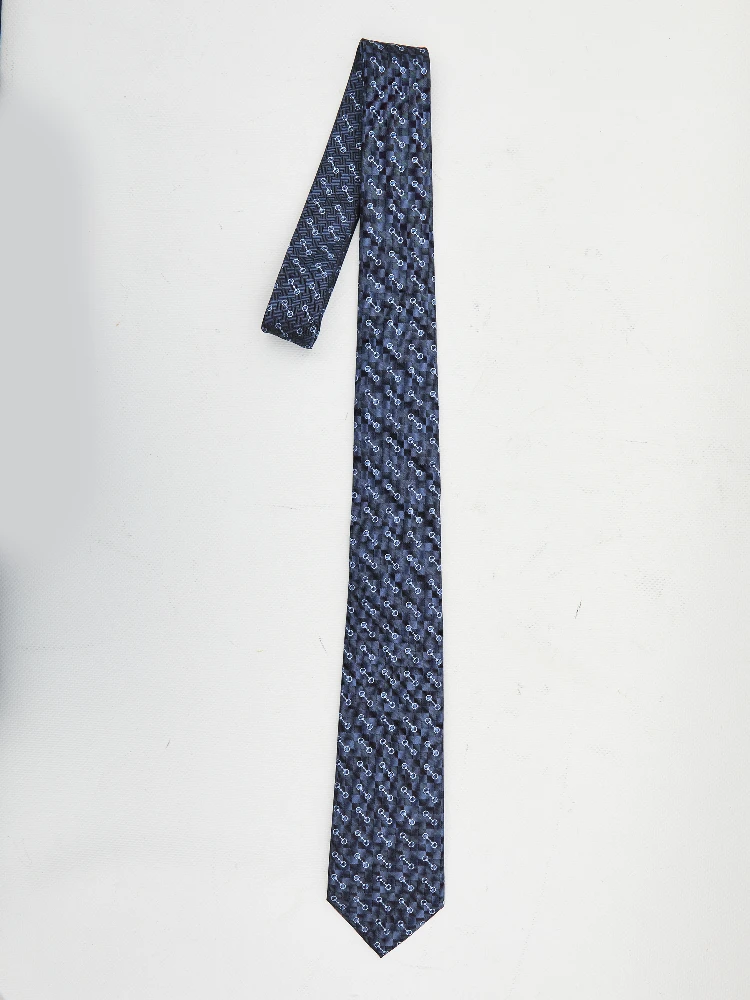 Silk jacquard tie with Horsebit