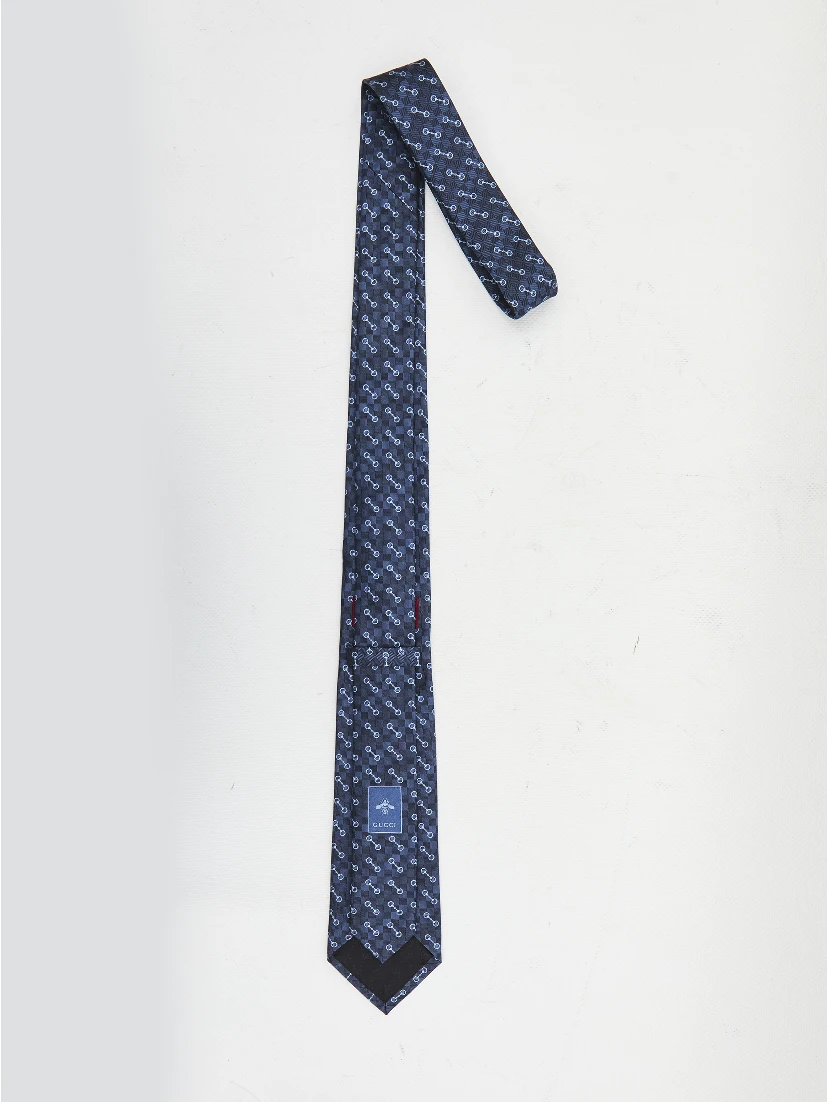 Silk jacquard tie with Horsebit