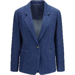 Blue Elastane Denim Jacket