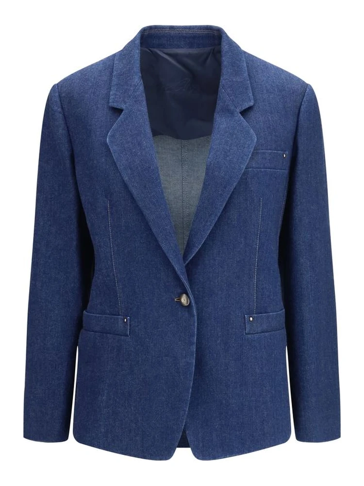 Blue Elastane Denim Jacket