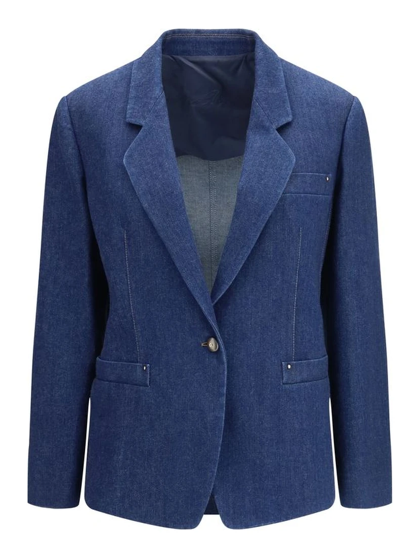 Blue Elastane Denim Jacket