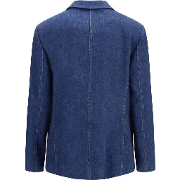 Blue Elastane Denim Jacket