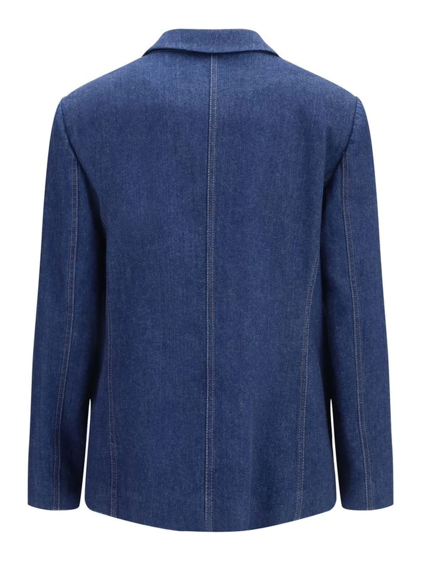 Blue Elastane Denim Jacket