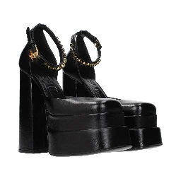 Black Leather Platform Pumps