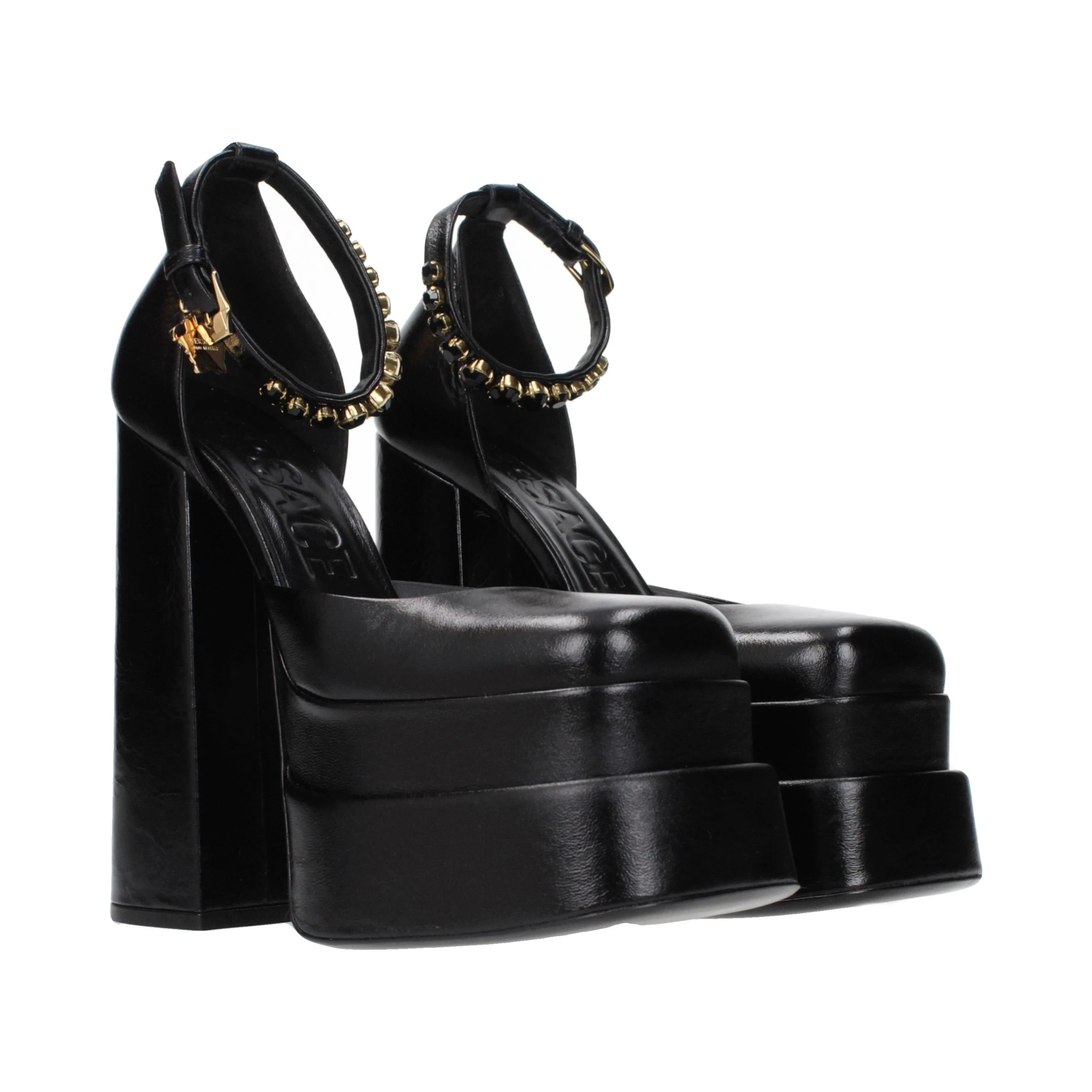 Black Leather Platform Pumps