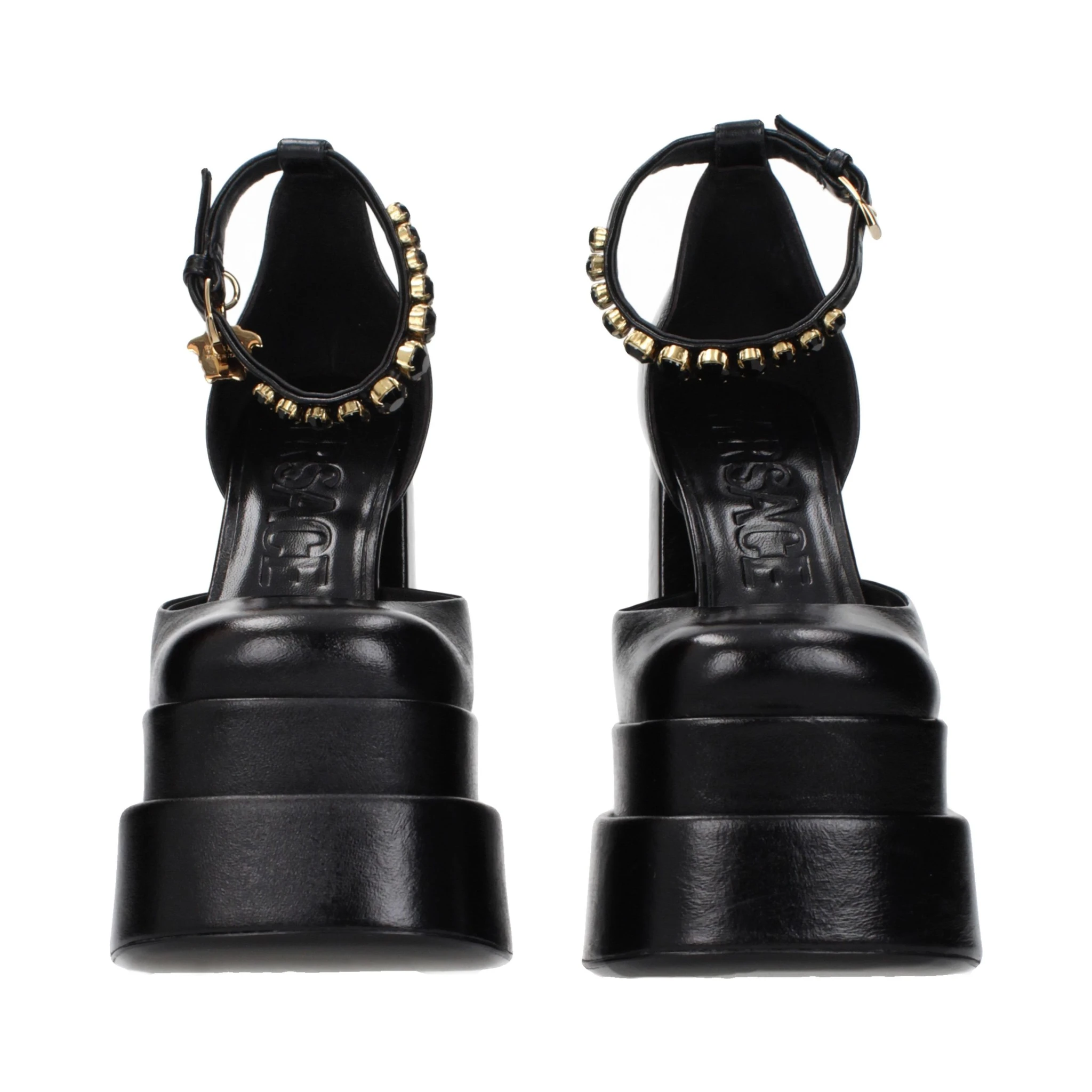 Black Leather Platform Pumps