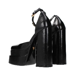 Black Leather Platform Pumps
