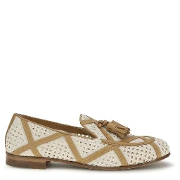 Beige Linen Slip-On Loafers