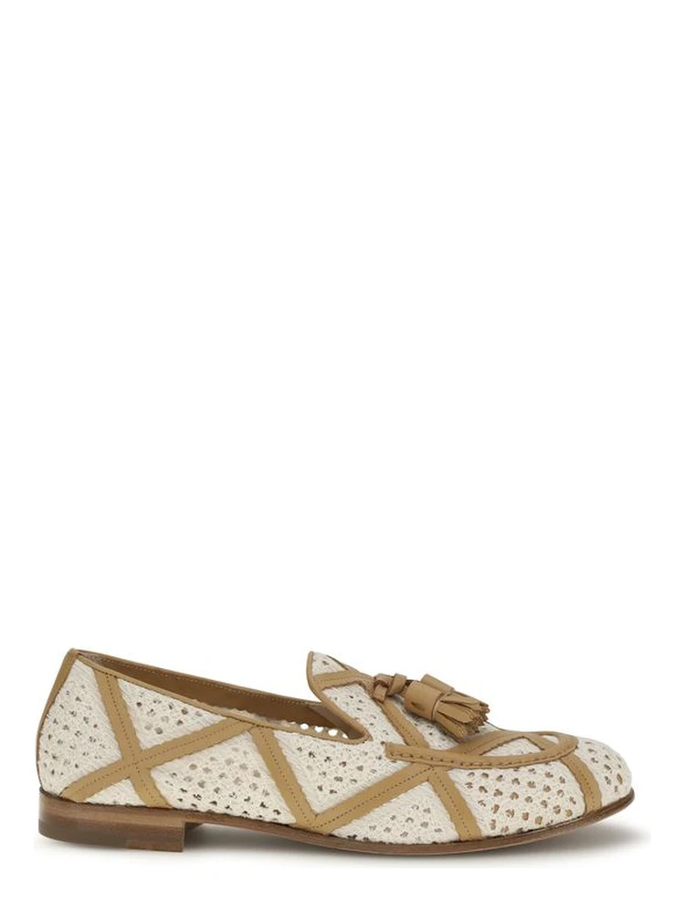Beige Linen Slip-On Loafers