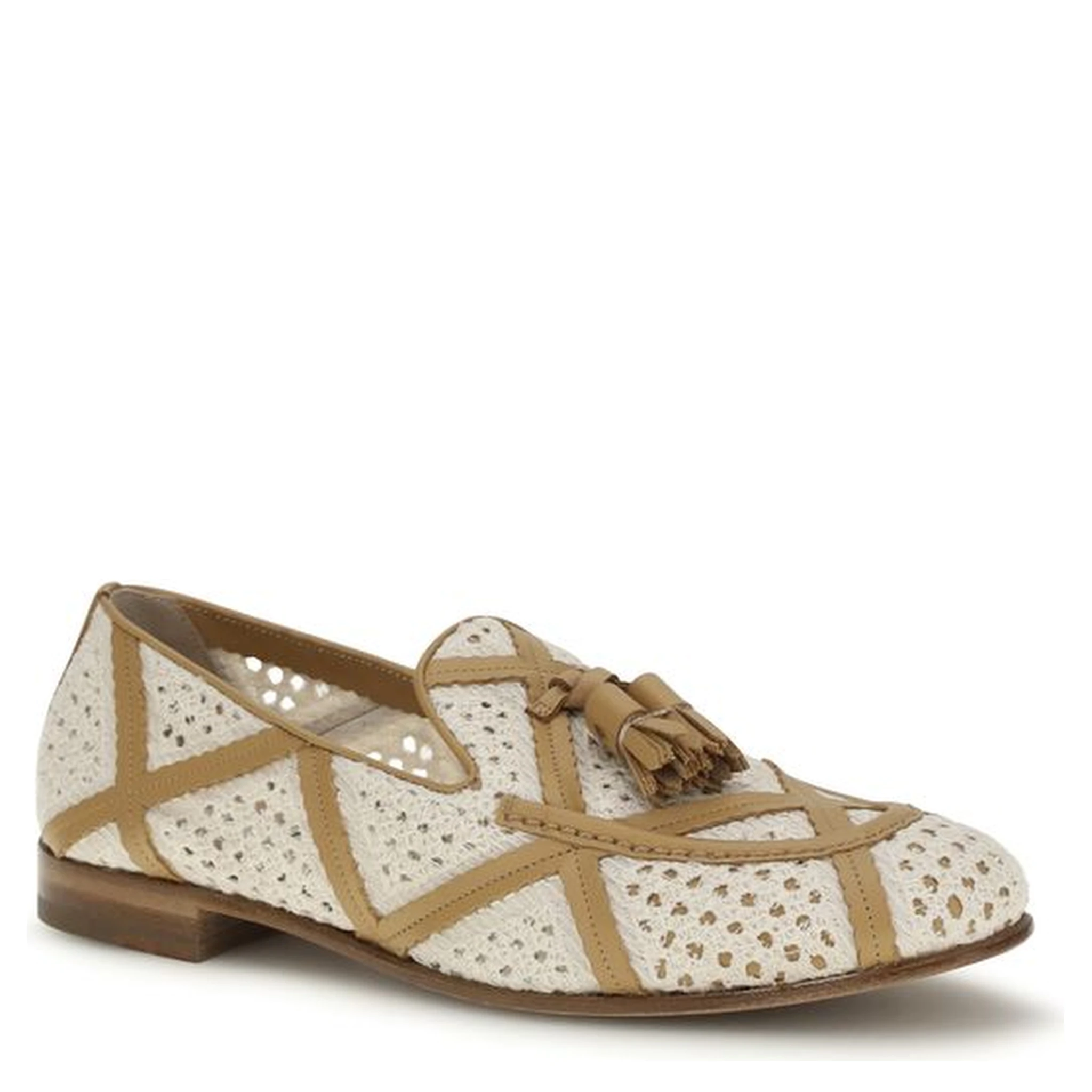 Beige Linen Slip-On Loafers