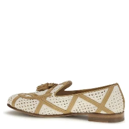 Beige Linen Slip-On Loafers