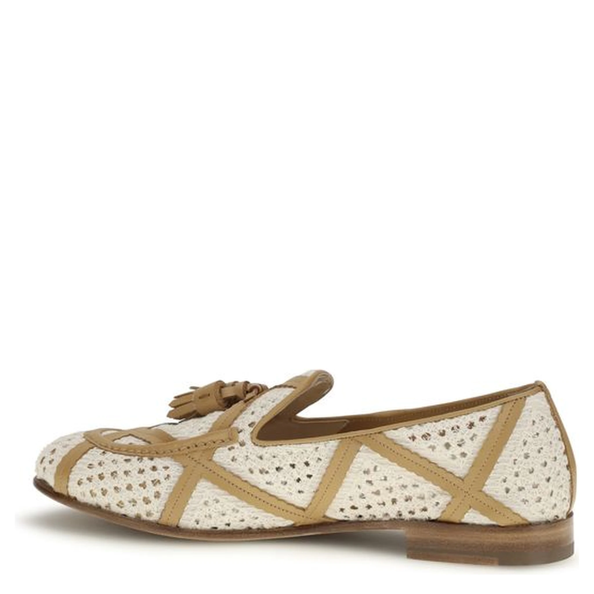 Beige Linen Slip-On Loafers
