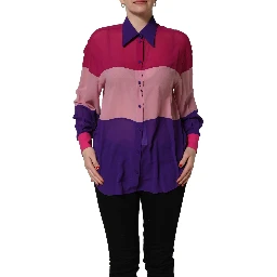 Multicolor Silk Patchwork Shirt Blouse Top