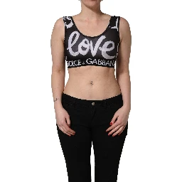 Black DG Love Yourself Sports Bra Cropped Top