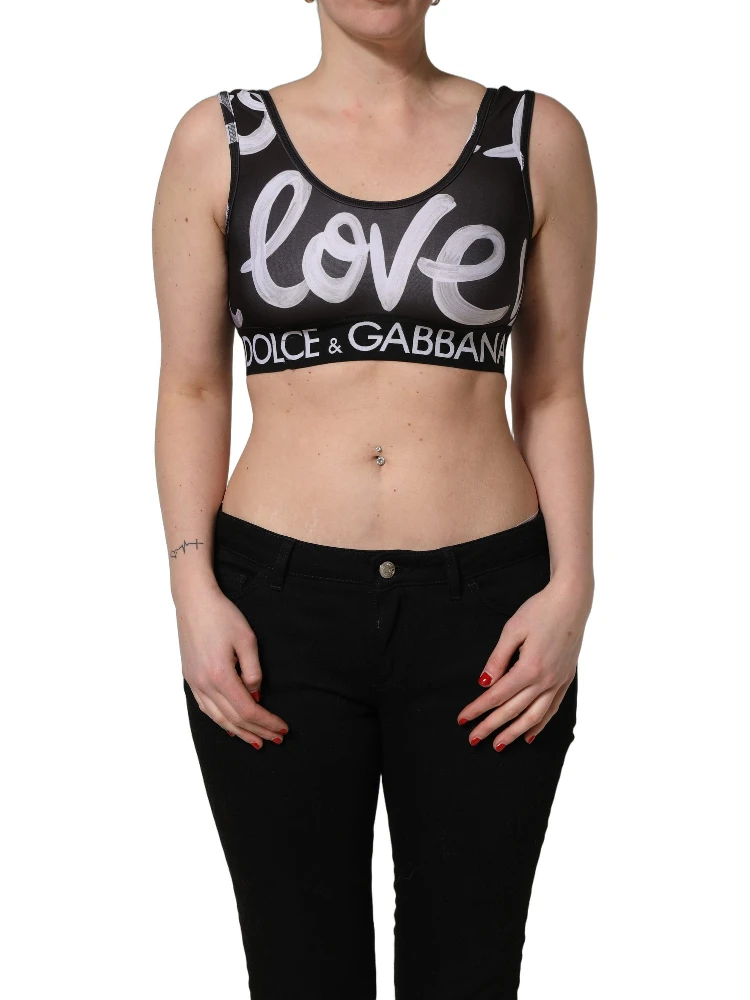 Black DG Love Yourself Sports Bra Cropped Top