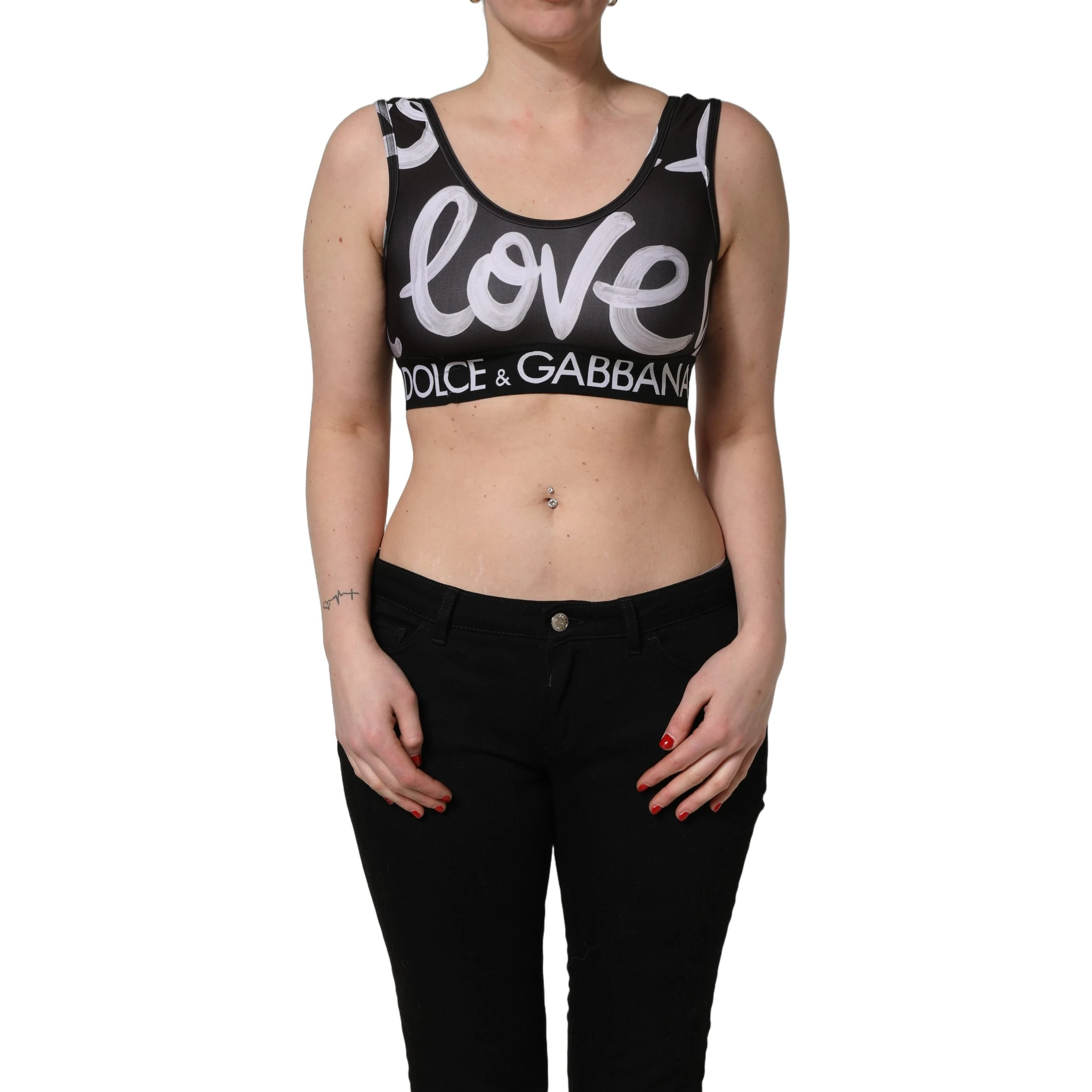 Black DG Love Yourself Sports Bra Cropped Top