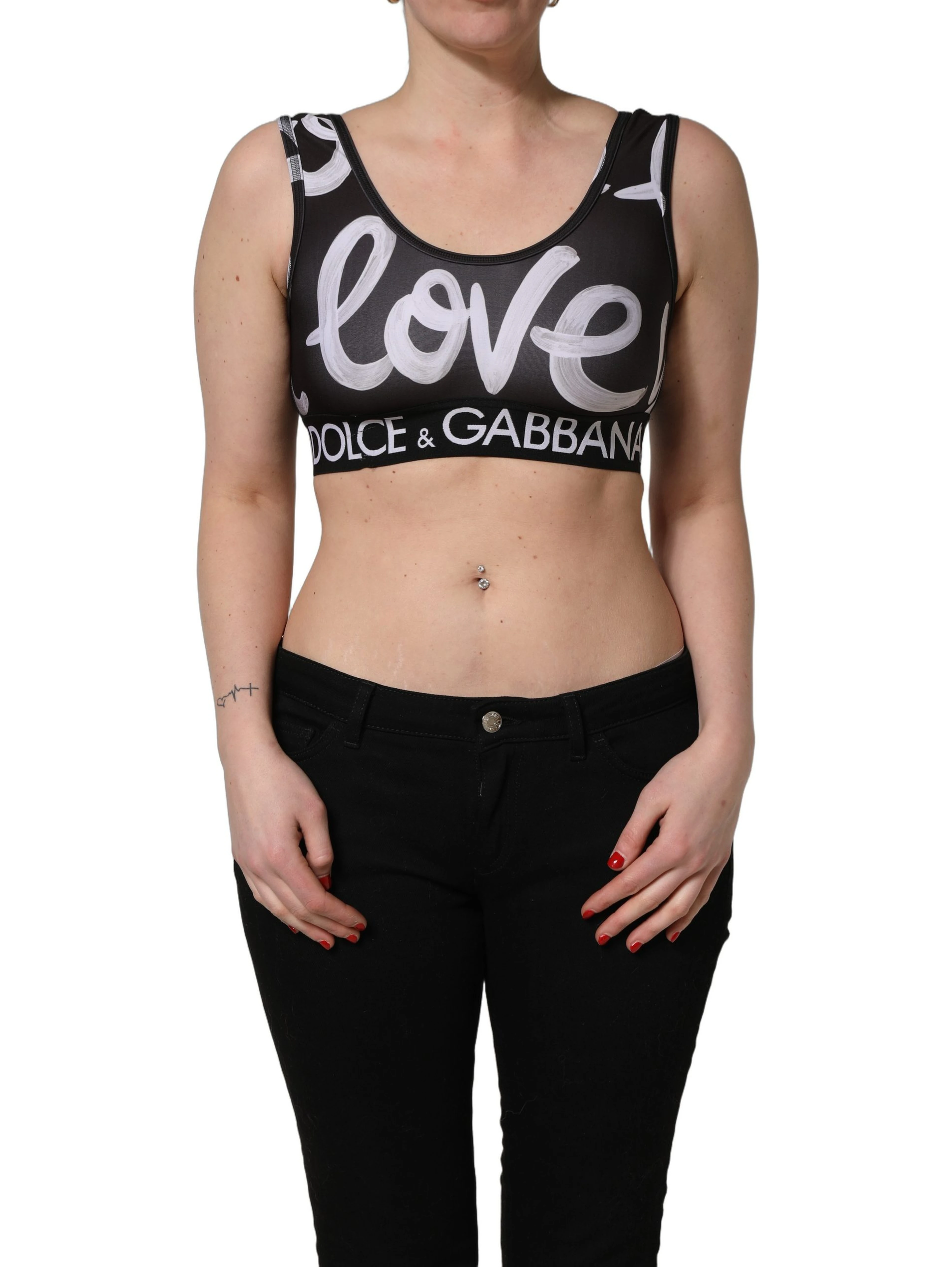 Black DG Love Yourself Sports Bra Cropped Top