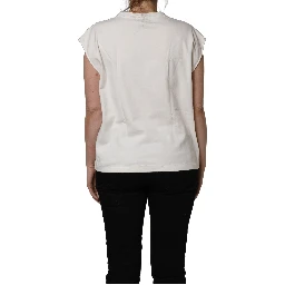 White Cotton Graphic Sleeveless Tank Top