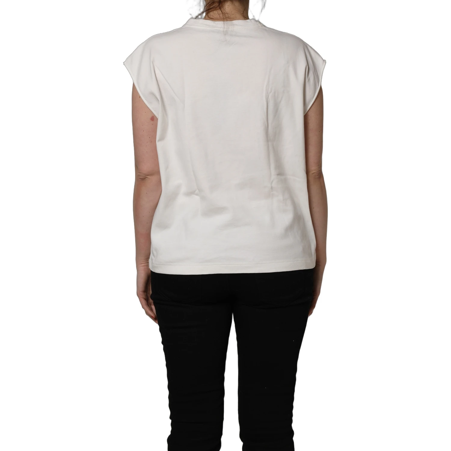 White Cotton Graphic Sleeveless Tank Top