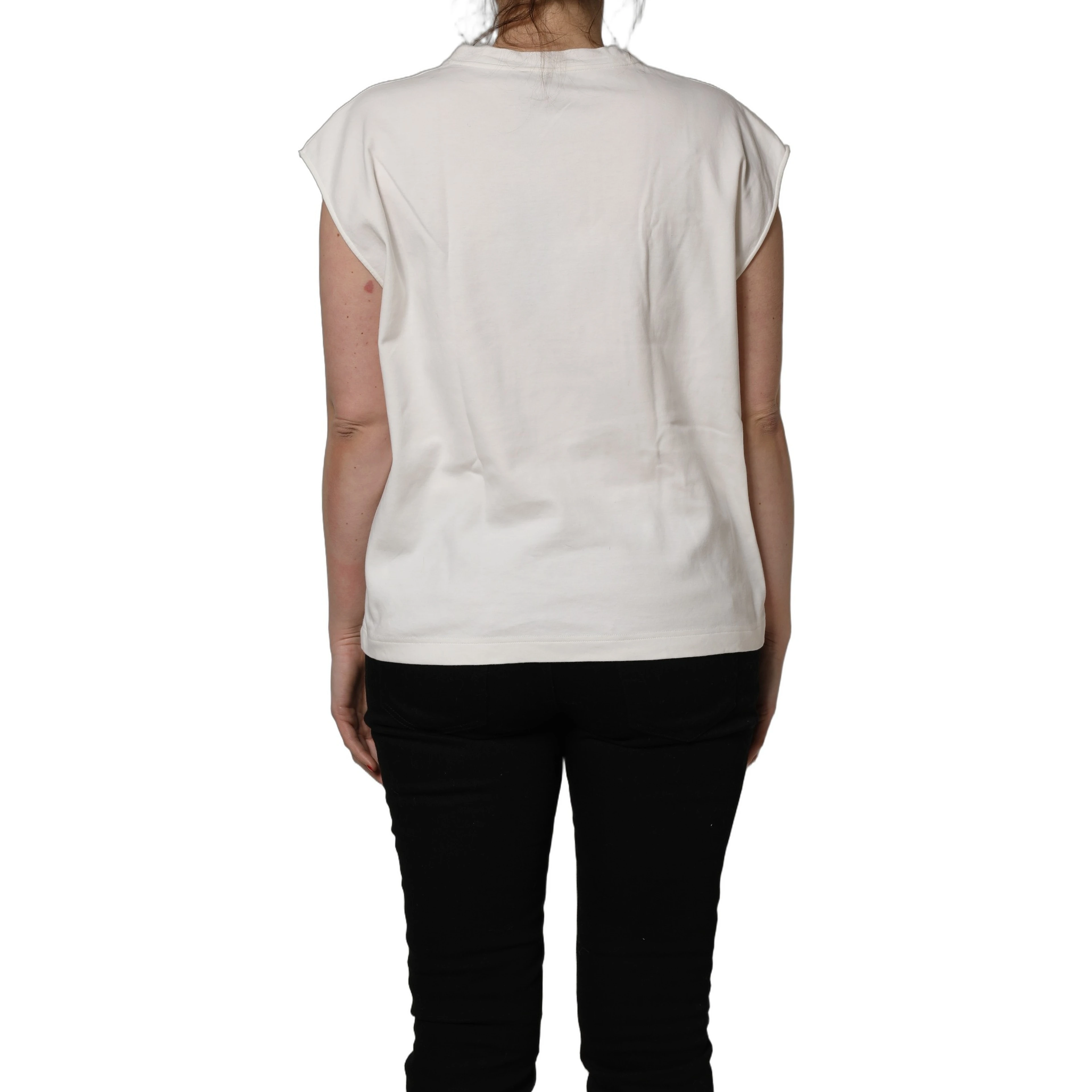 White Cotton Graphic Sleeveless Tank Top