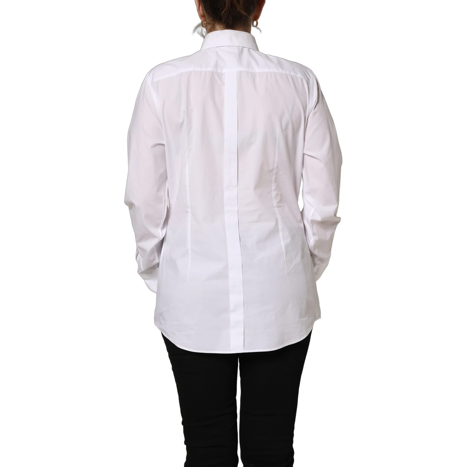 White Cotton Long Sleeve Button-Up Shirt Top