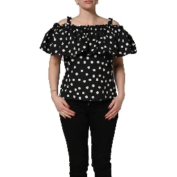 Black White Polka Dot Off Shoulder Top