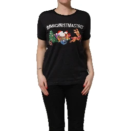 Black #IAMACHRISTMASTREE Print Cotton T-shirt