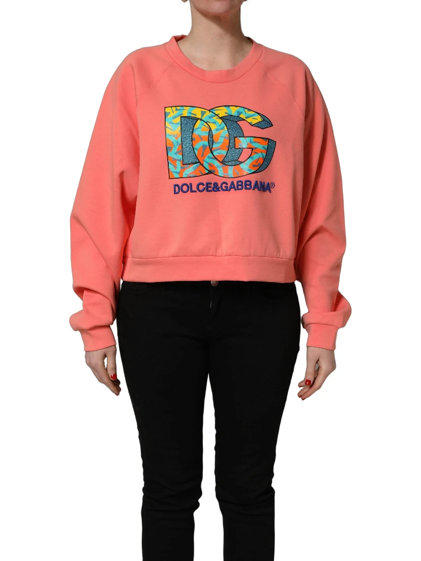 Pink Graphic Crew Neck Cropped Sweatshirt Sweater