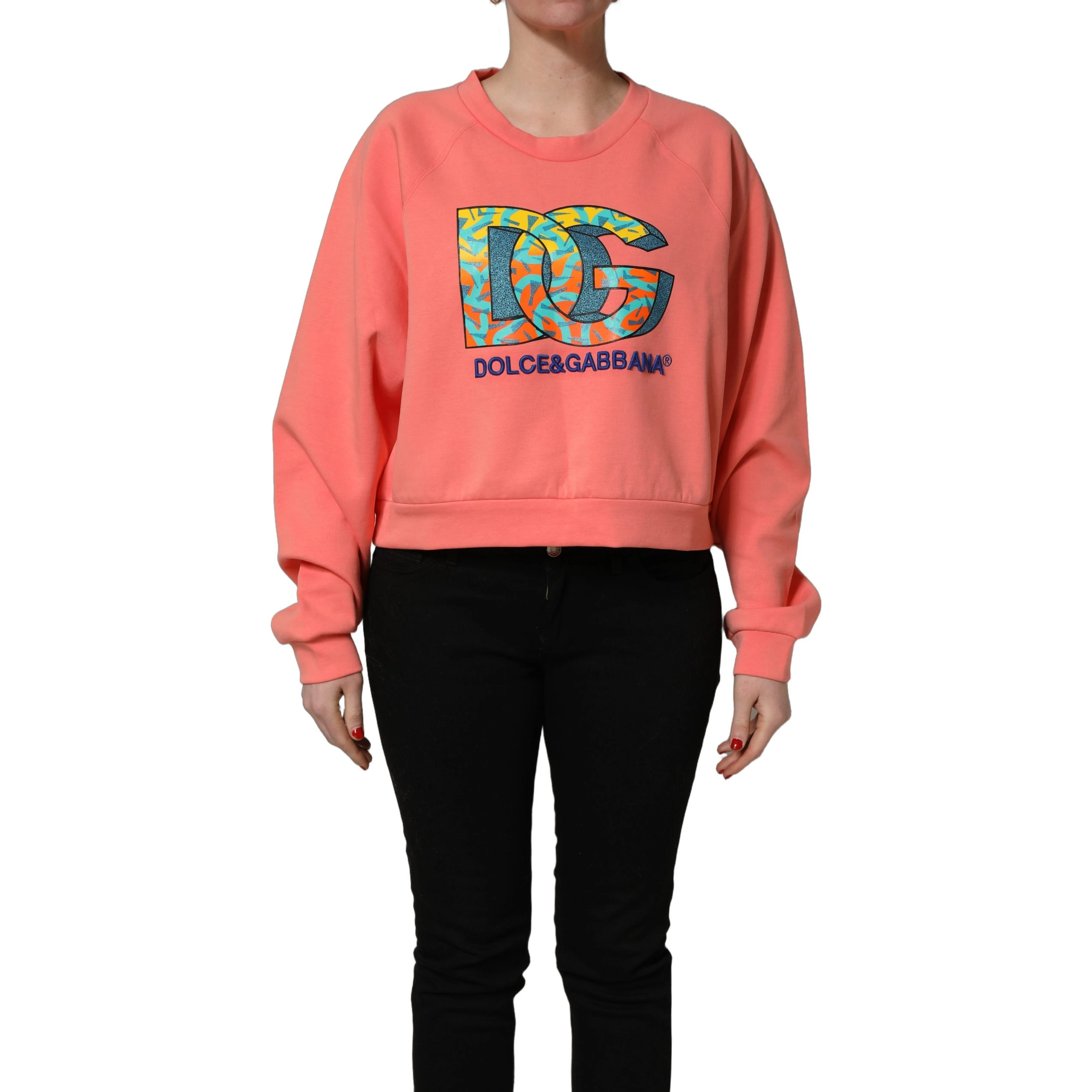 Pink Graphic Crew Neck Cropped Sweatshirt Sweater