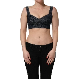 Black Denim Corset Bralette Cotton Cropped Top