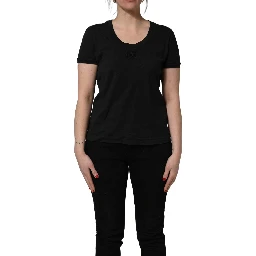 Black Cotton Short-Sleeve Crew Neck T-shirt