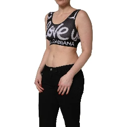 Black DG Love Yourself Sports Bra Cropped Top