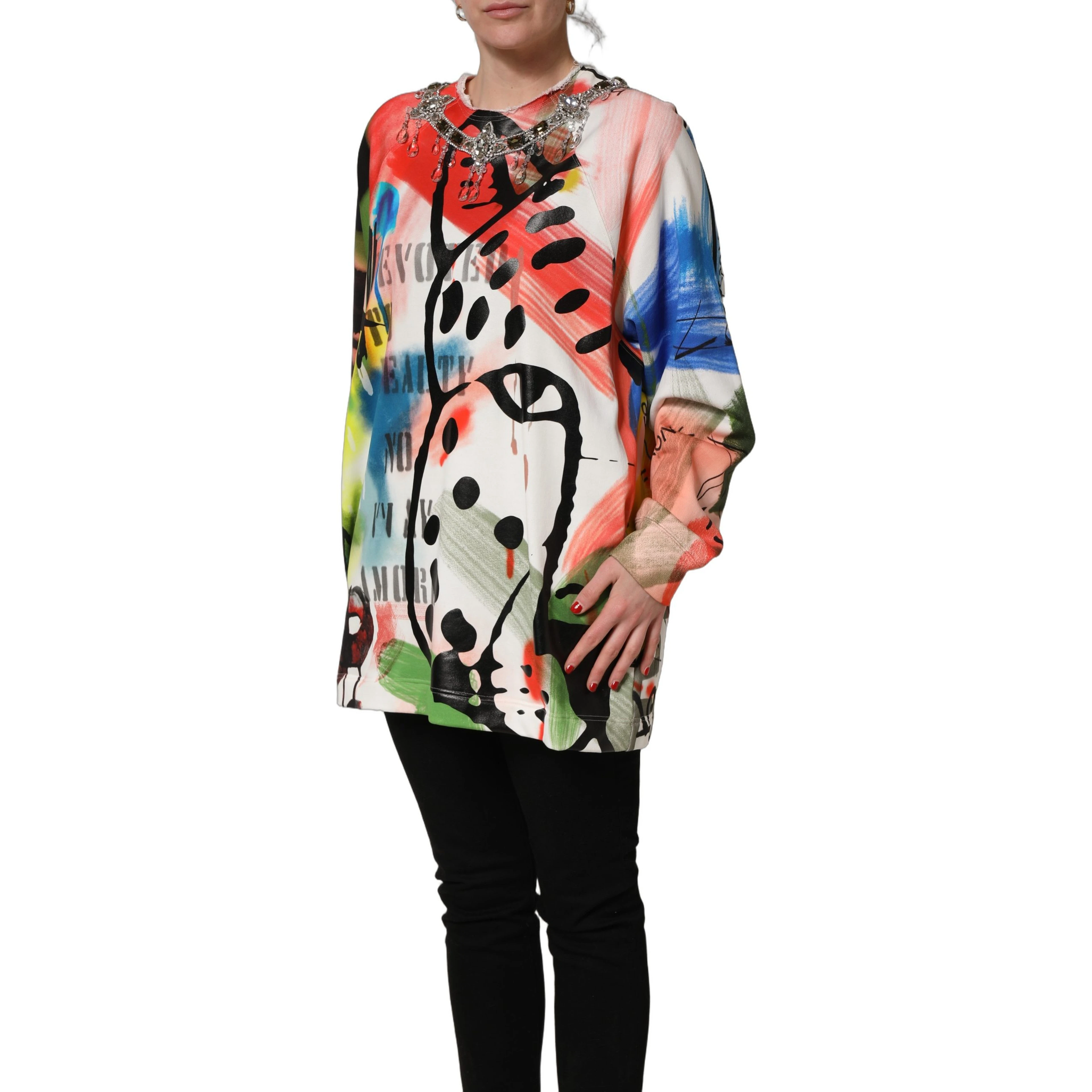 Multicolor Embellished Graffiti Sweatshirt