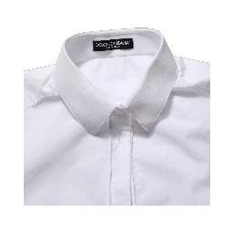 White Cotton Long Sleeve Button-Up Shirt Top