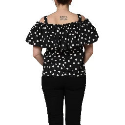 Black White Polka Dot Off Shoulder Top