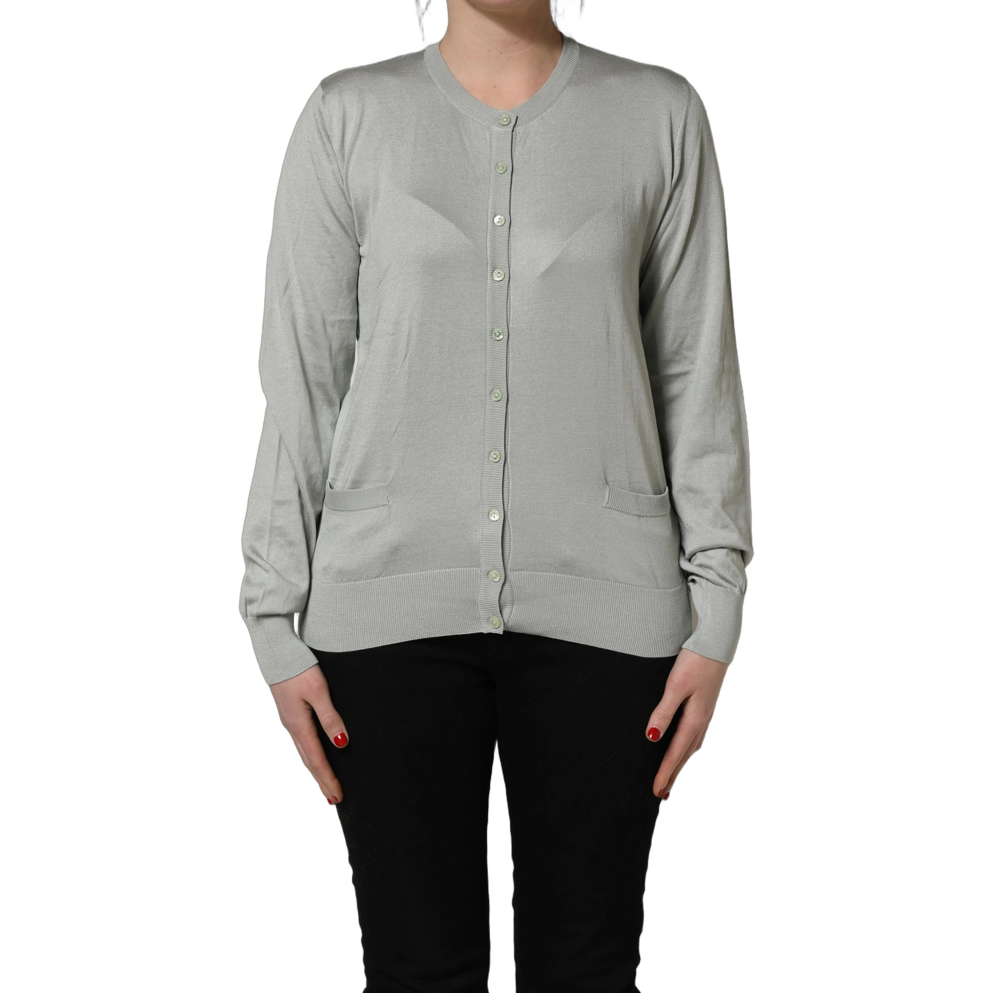 Green ButtonDown LongSleeve Cardigan Sweater