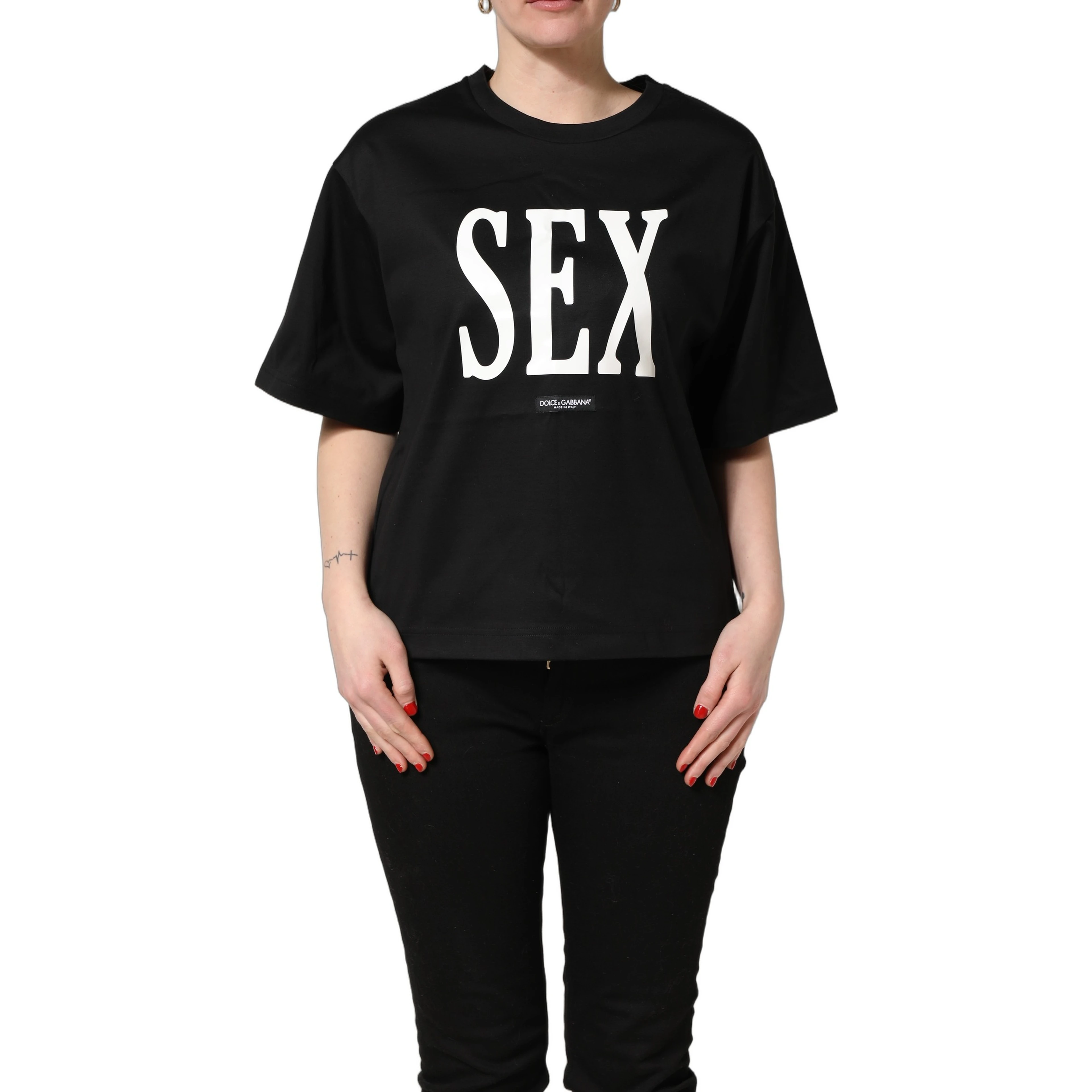 Black Jersey Graphic Short Sleeve Crew Neck T-shirt