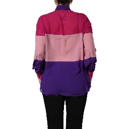 Multicolor Silk Patchwork Shirt Blouse Top