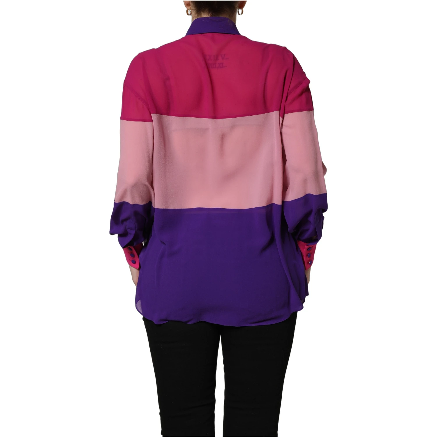 Multicolor Silk Patchwork Shirt Blouse Top