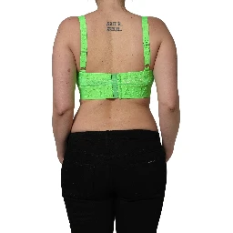 Neon Green Soft Cup Logo-Trim Bra Cropped Top