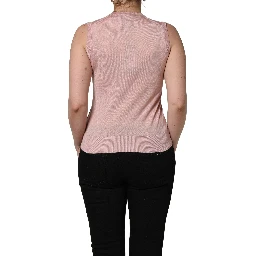 Pink Sleeveless Cashmere Knitted Tank Top