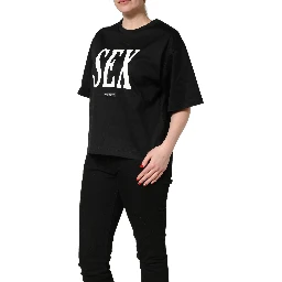 Black Jersey Graphic Short Sleeve Crew Neck T-shirt