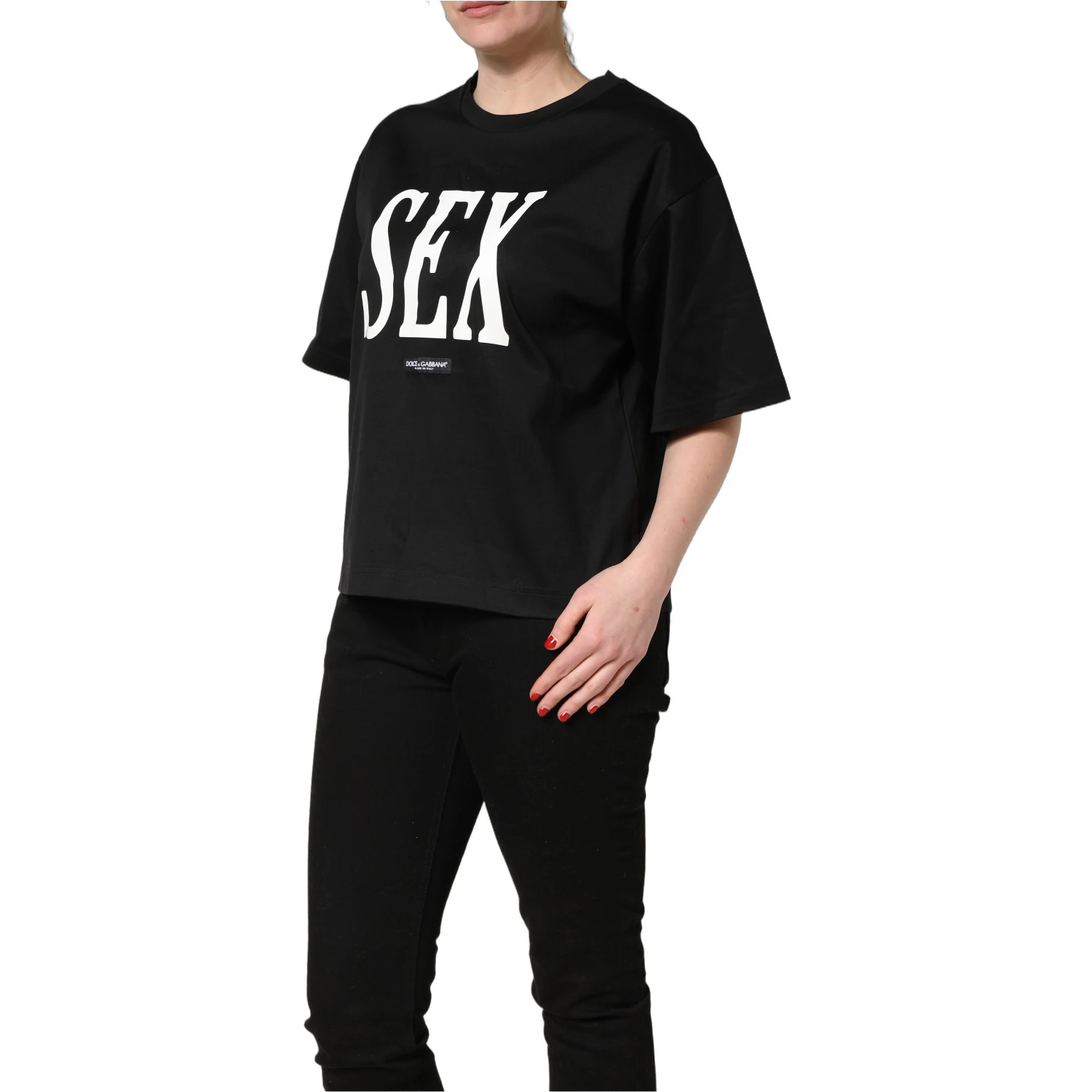 Black Jersey Graphic Short Sleeve Crew Neck T-shirt